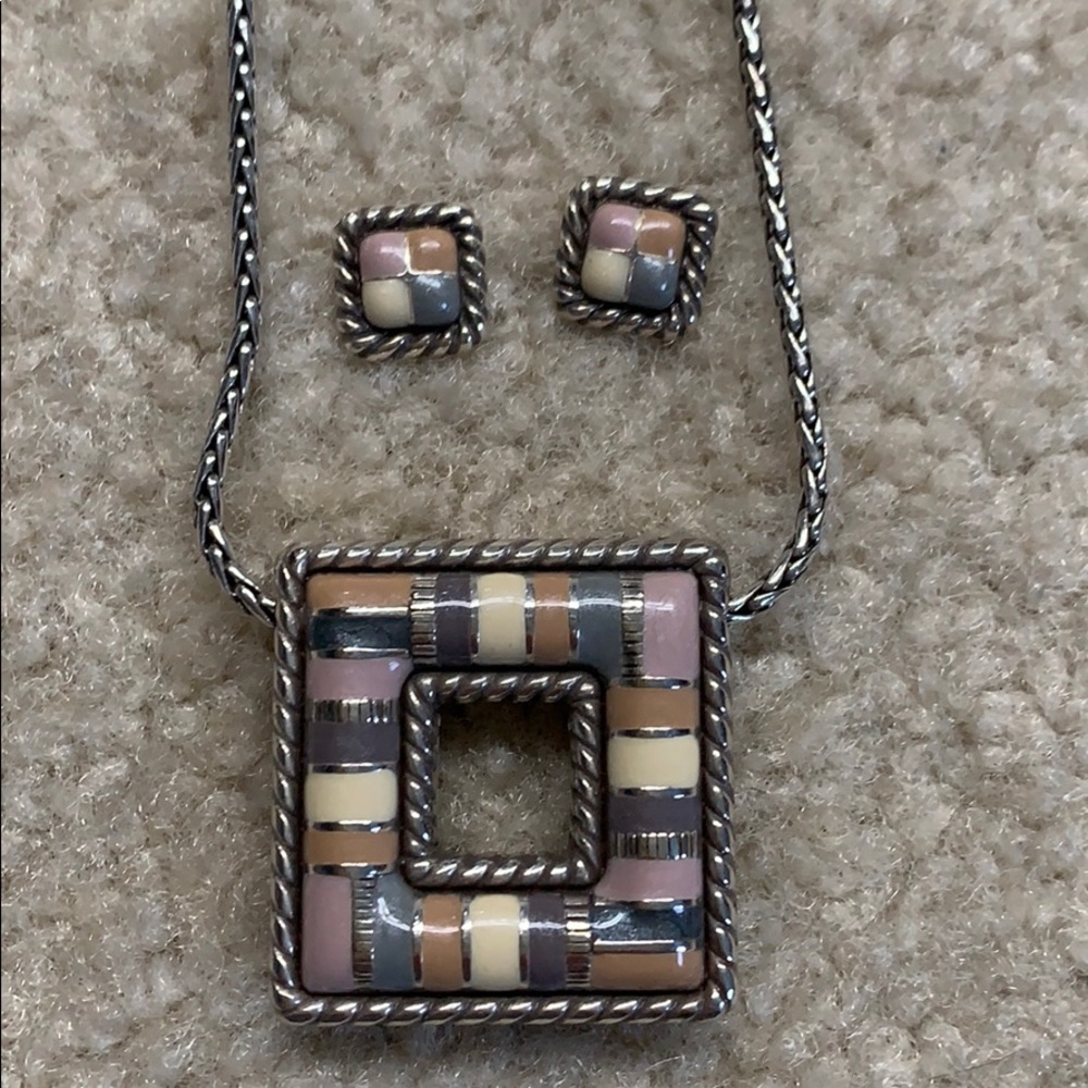 Brighton square cabana necklace and  earrings